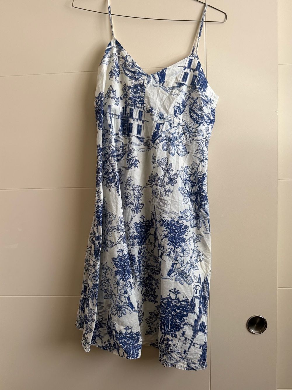 Johnny Was House on the Hill Lounge Dress Nightgown Blue/White 100% Cotton Sz S